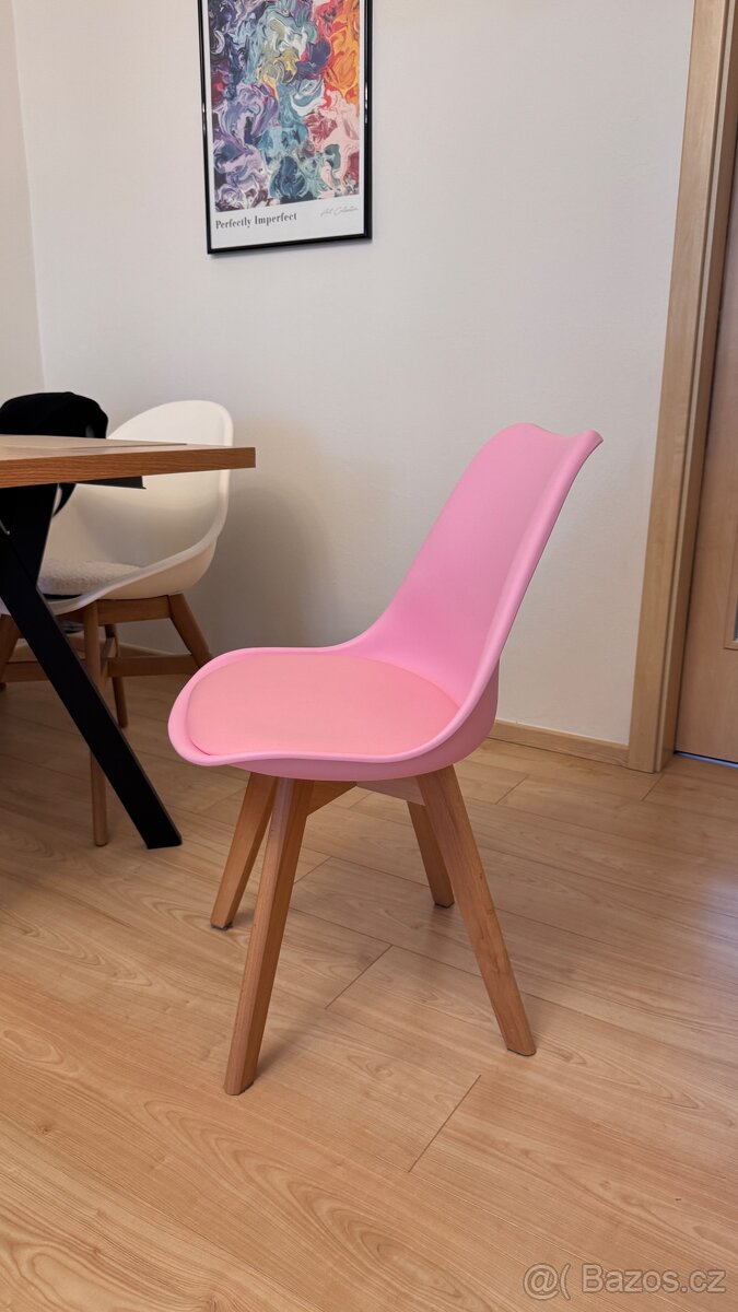 Sada jídelních židlí, 4 ks, dřevo, plast - 3