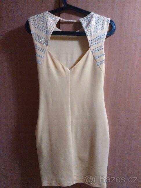 Žluté šaty s kamínky, vel. 36 - 3