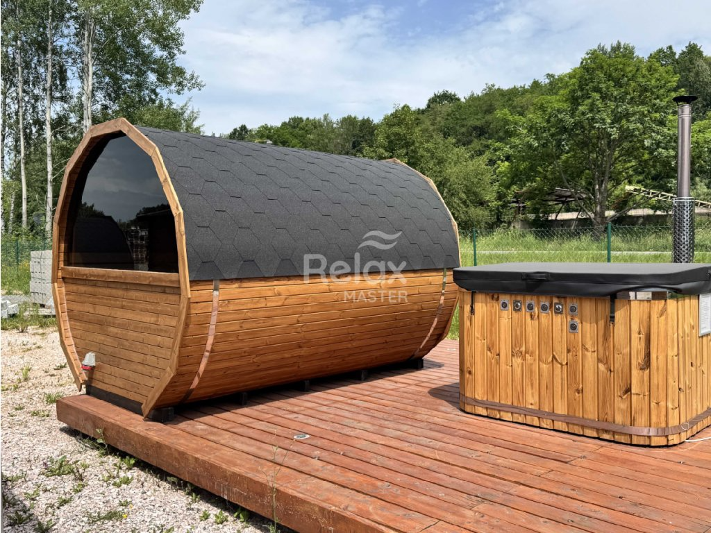 Zahradní sudová sauna 3M - s terasou - 3