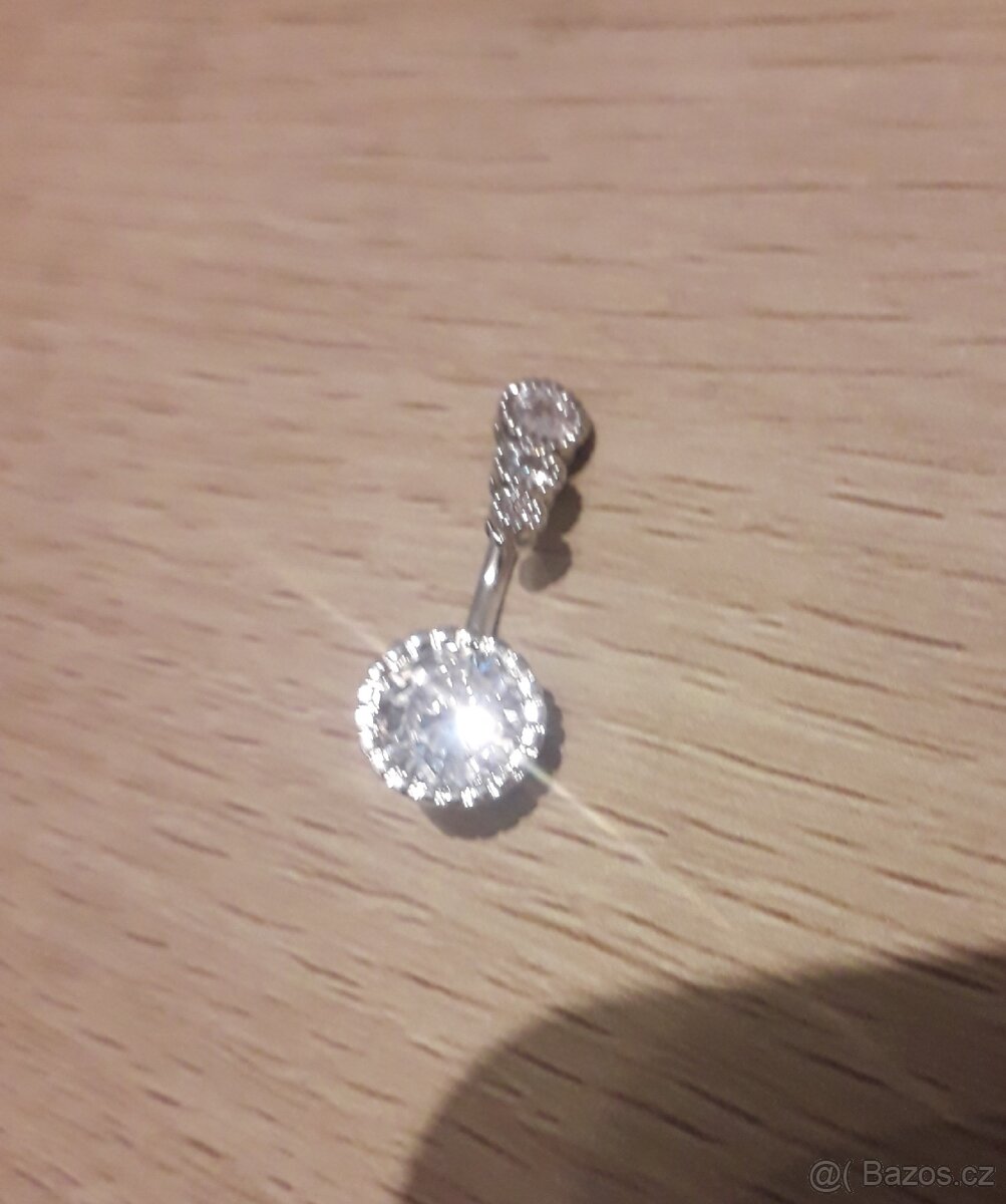 Nový piercing do pupíku třpytivý chirurgická ocel nový - 3