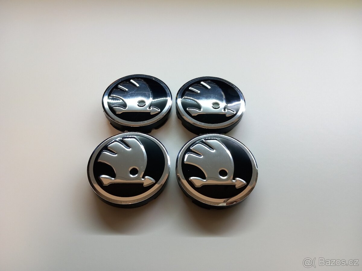 Středové krytky Škoda chrom, 56x52mm - 3
