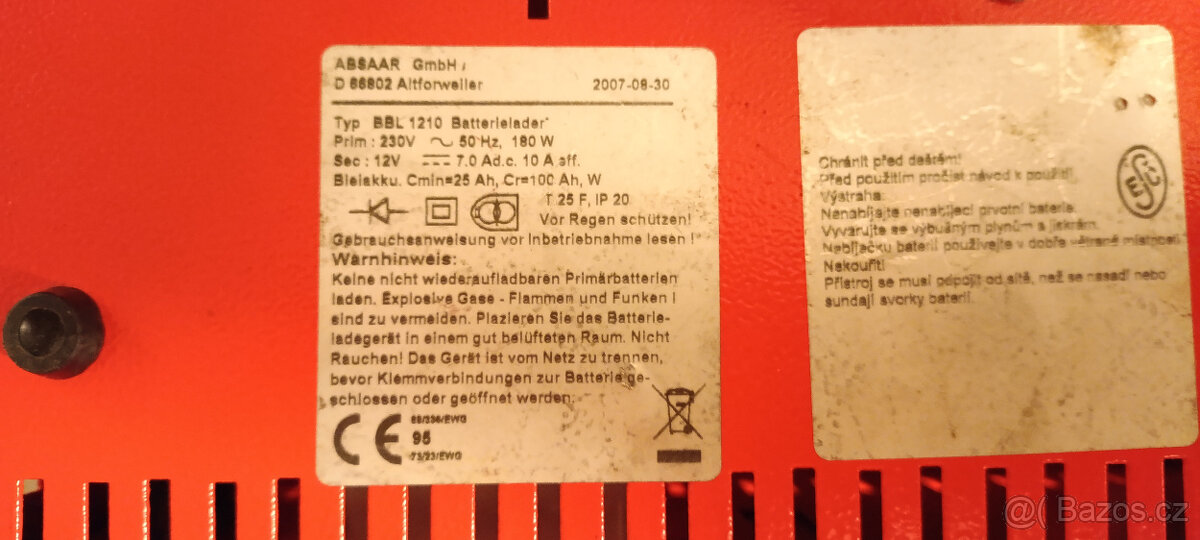 Nabíječka akumulátoru/autobaterií ABSAAR - 10A - 3