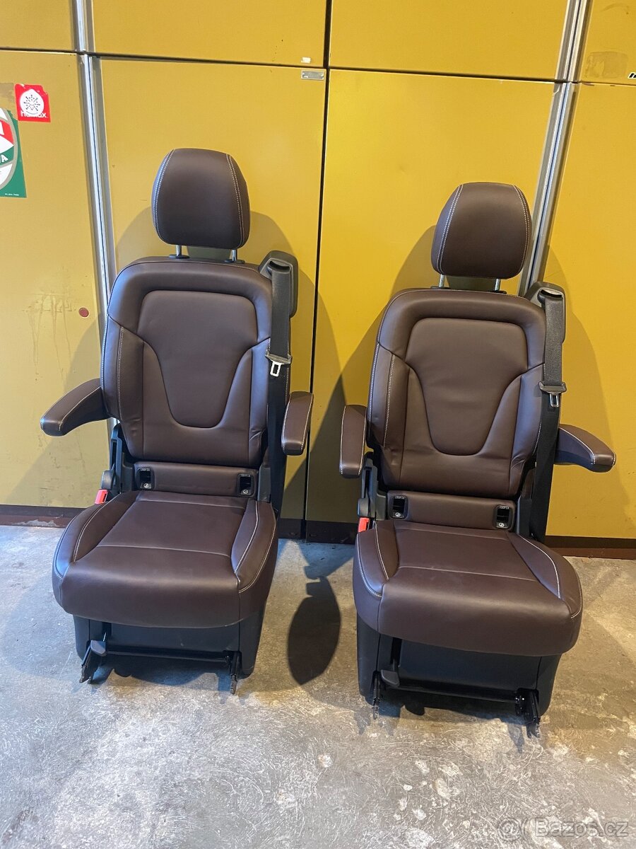 Kapitánské sedačky w447 hnědá kůže - 3