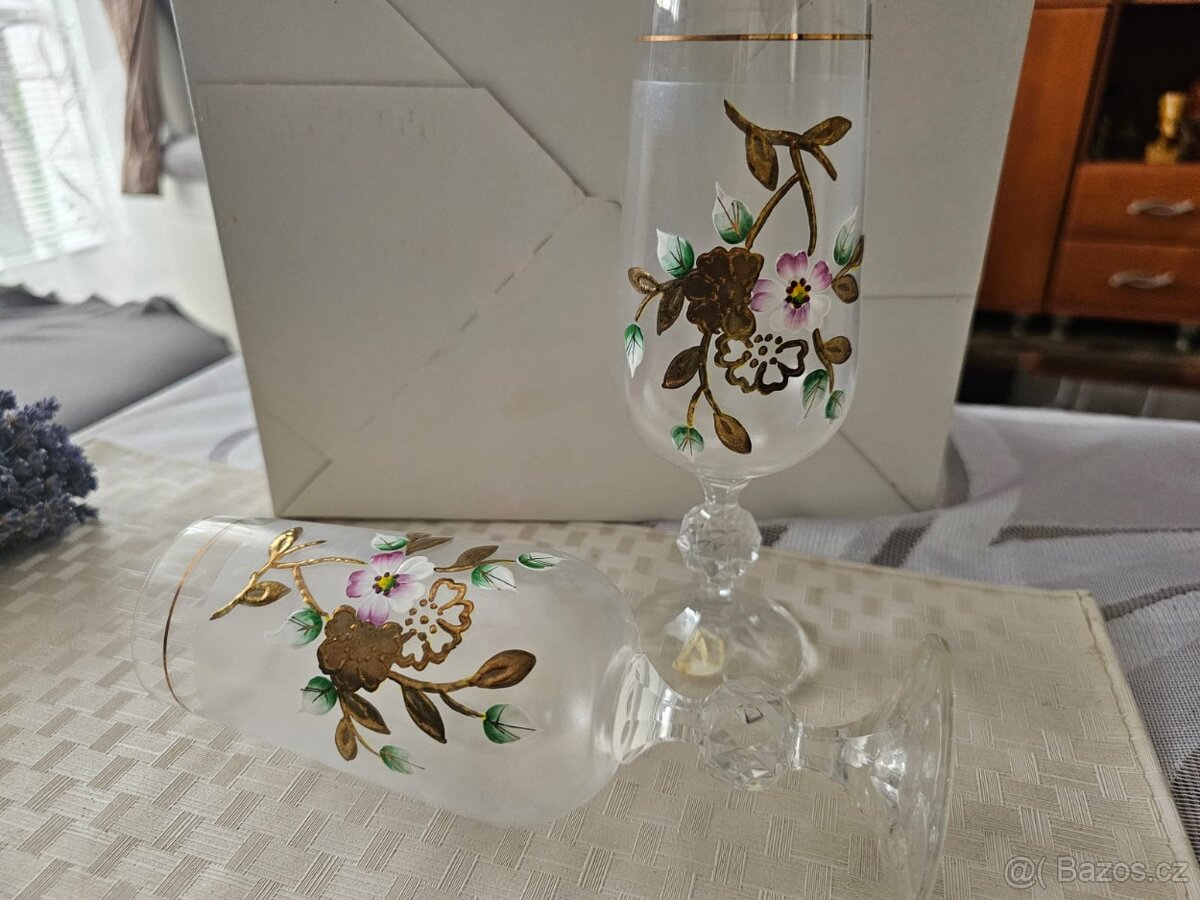 Staré zdobené skleničky 6 ks - 3