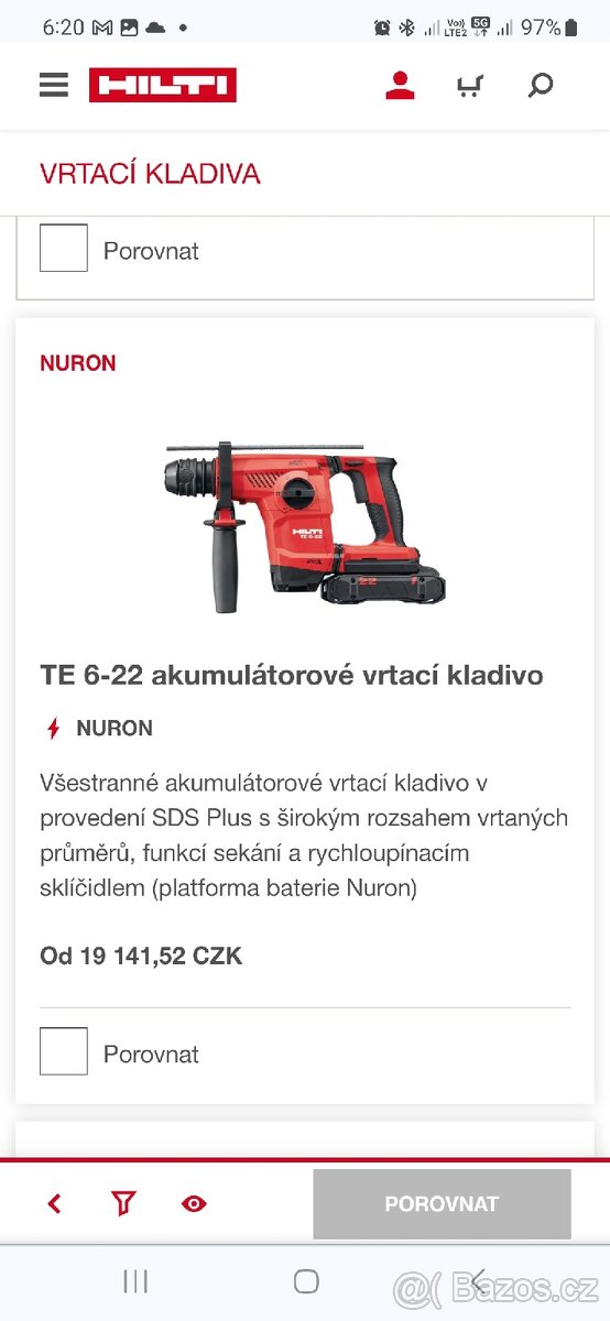 Hilti Nuron TE 6-22 AKUMULÁTOROVÉ VRTACÍ KLADIVO
- 3