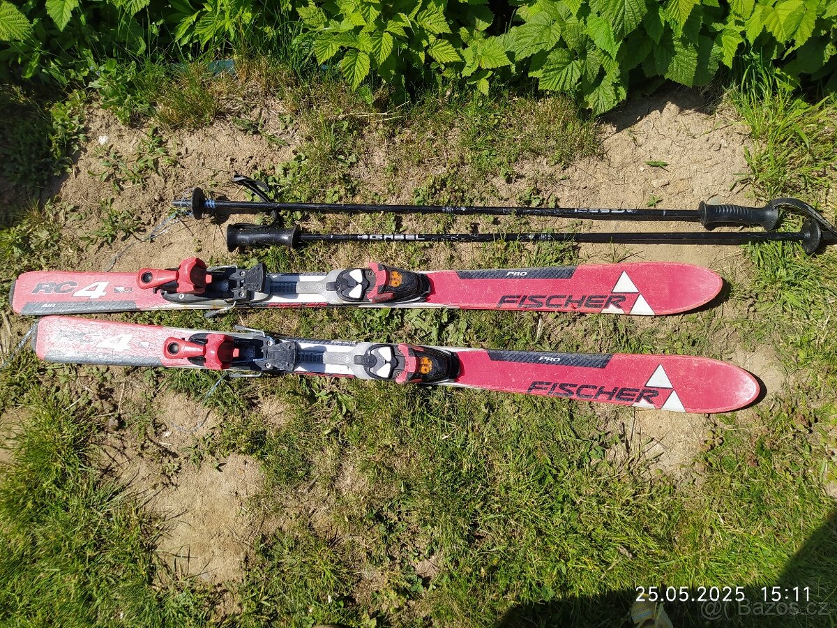 Lyže 130 cm, hůlky 110 cm - 3