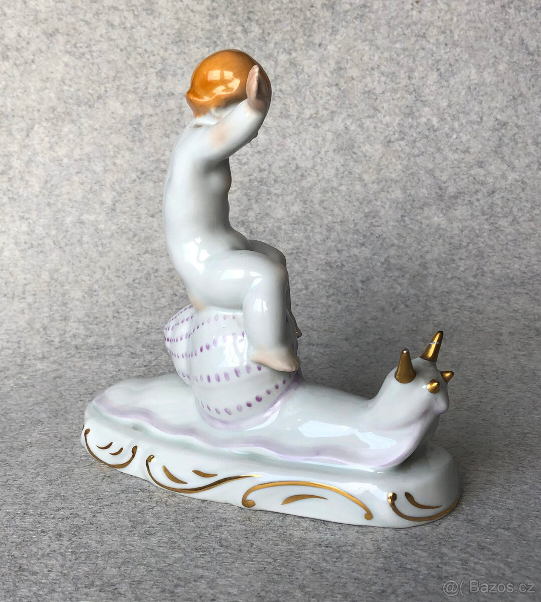 Chlapec jedoucí na šneku - Herend porcelán - 1960-69 - 3