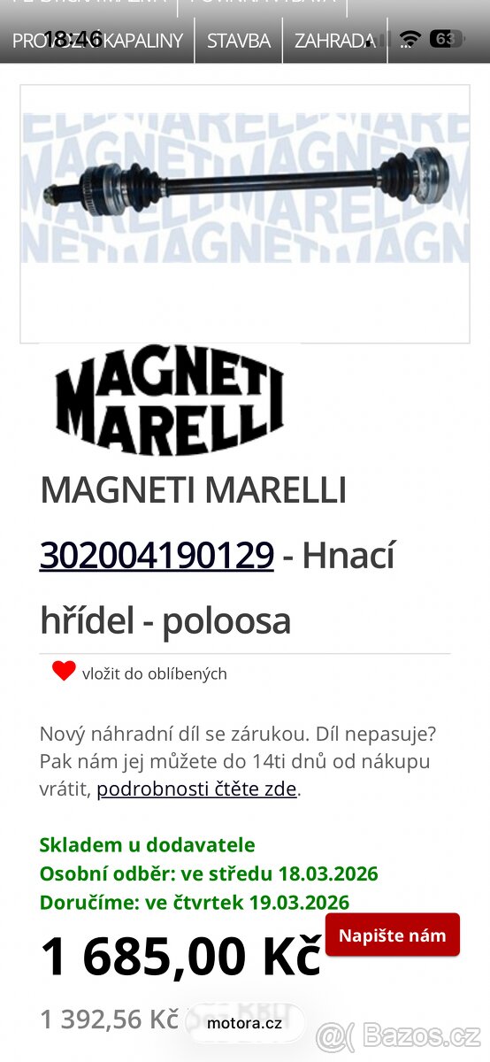 Nová Poloosa BMW e46 316i, 318i, 320i - 3