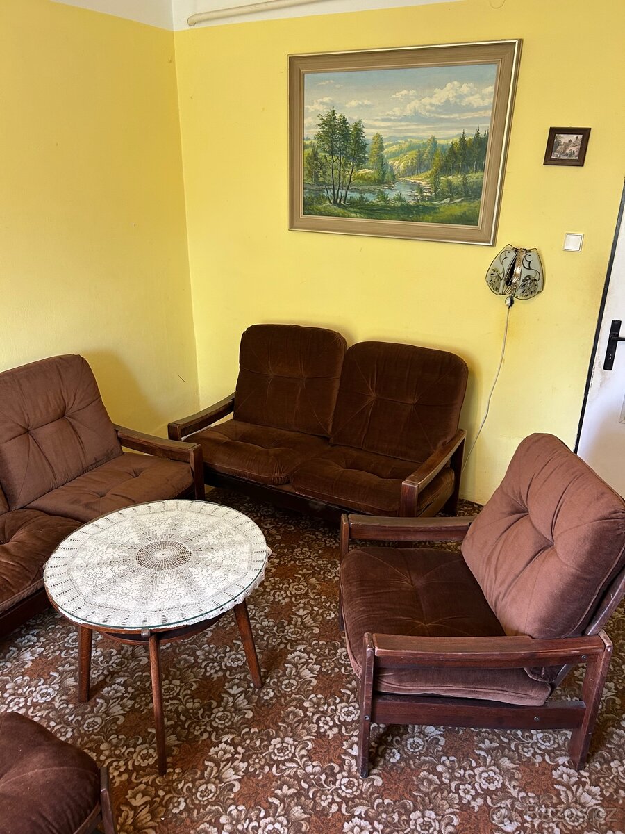 Retro dřevěná sedací souprava - 3