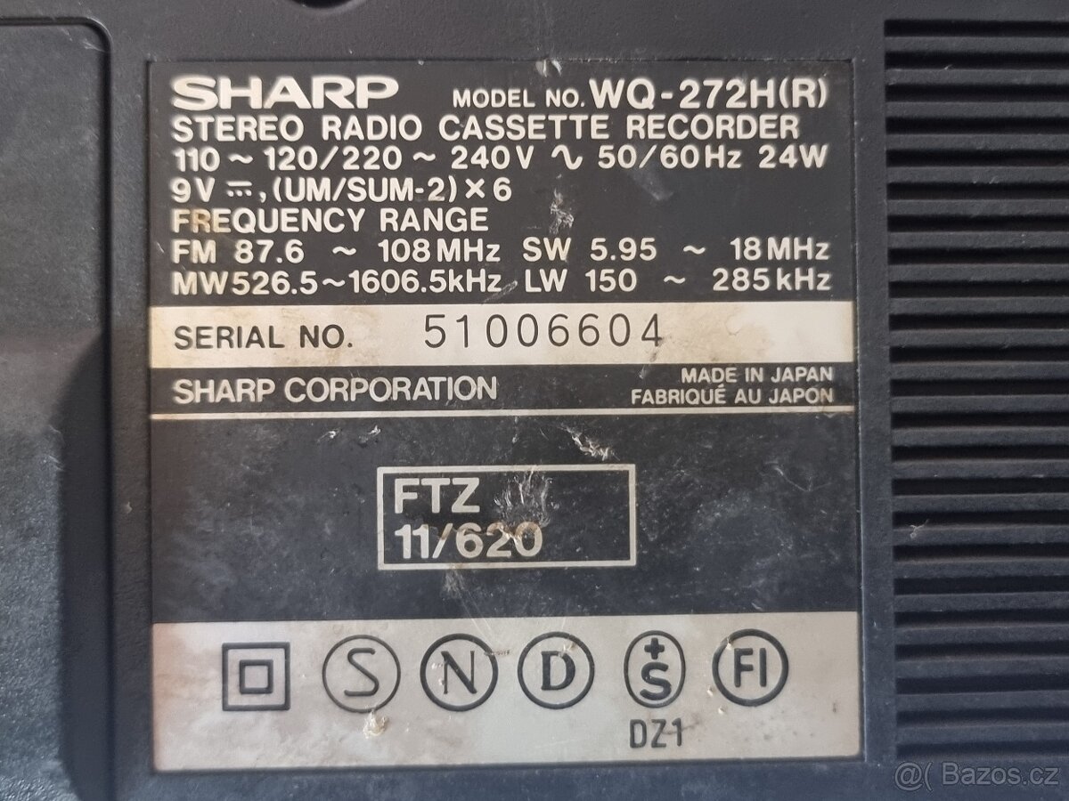 Prodám RETRO rádio SHARPP WQ-272H/R/ viz foto. - 3