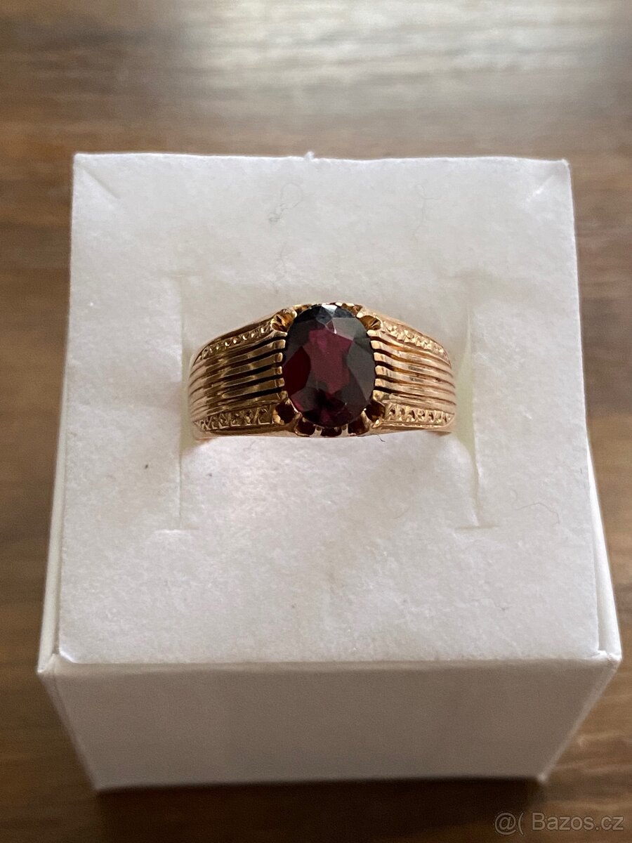 Zlatý prsten s rubínem, růžové zlato - 3