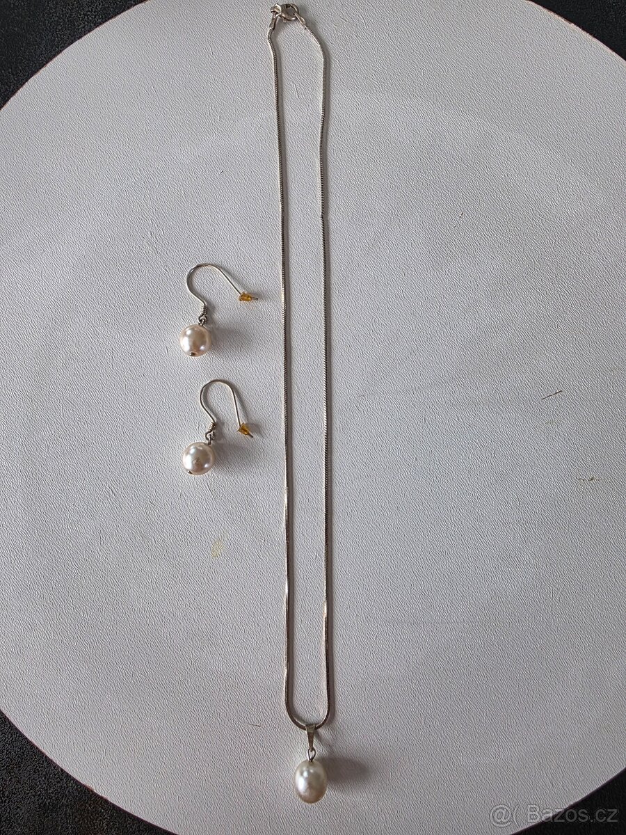 Stříbrný řetízek + náušnice - 3