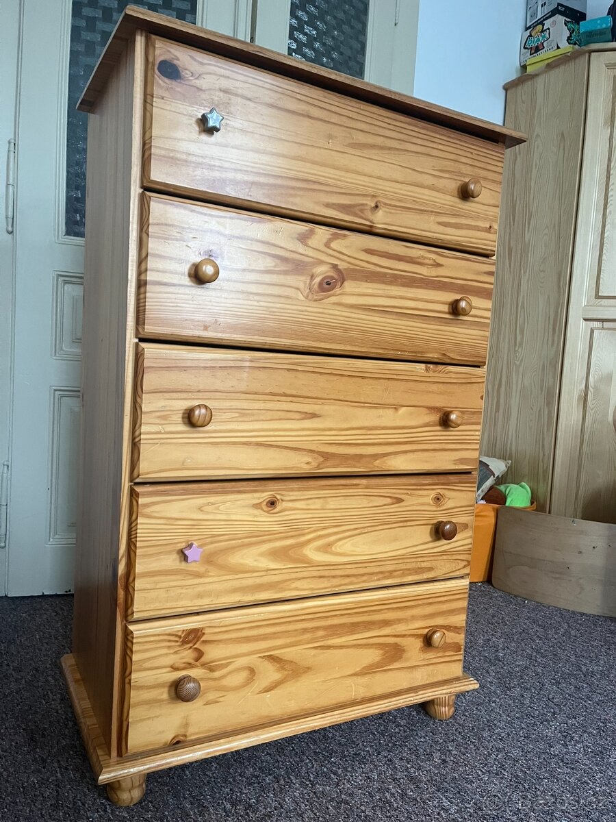 Šuplíková komoda - masiv borovice - 3