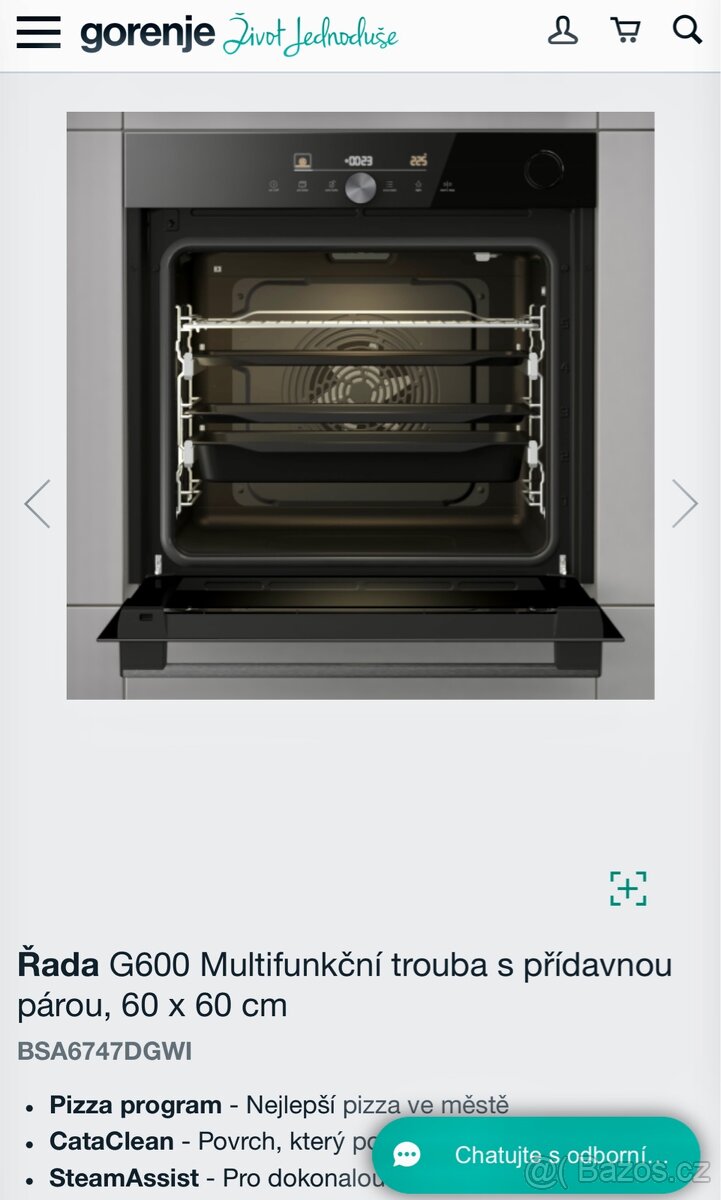Nová trouba GORENJE BSA6747DGWI s příd. párou-5 let záruka - 3
