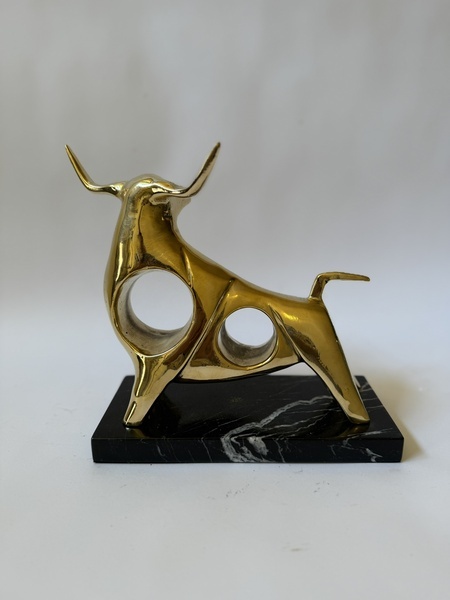 ART DECO - BRONZOVÁ SOCHA BÝKA NA MRAMORU - 3