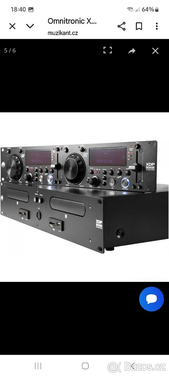 Omnitronic XPD - 3002,duální CD/MP3/SD/USB přehrávač, 19" - 3