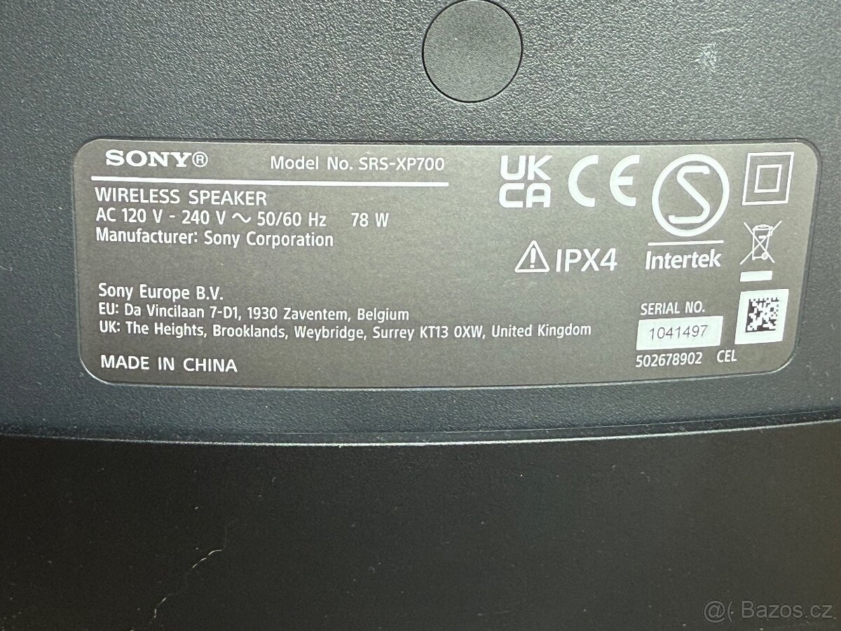 Prodám Bluetooth reproduktor SONY SRS 700 - 3