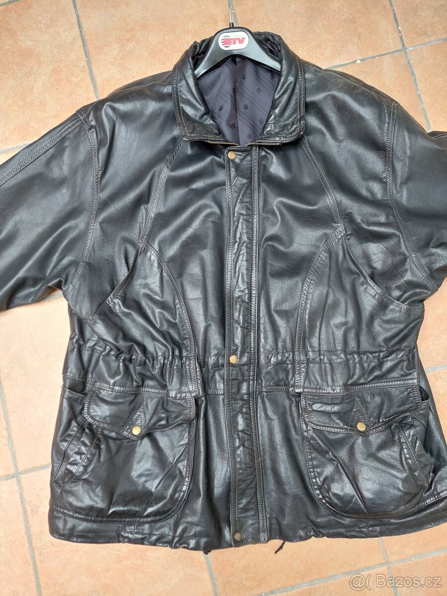 Pánská kožená bunda parker vel. 58 5Xl - 3