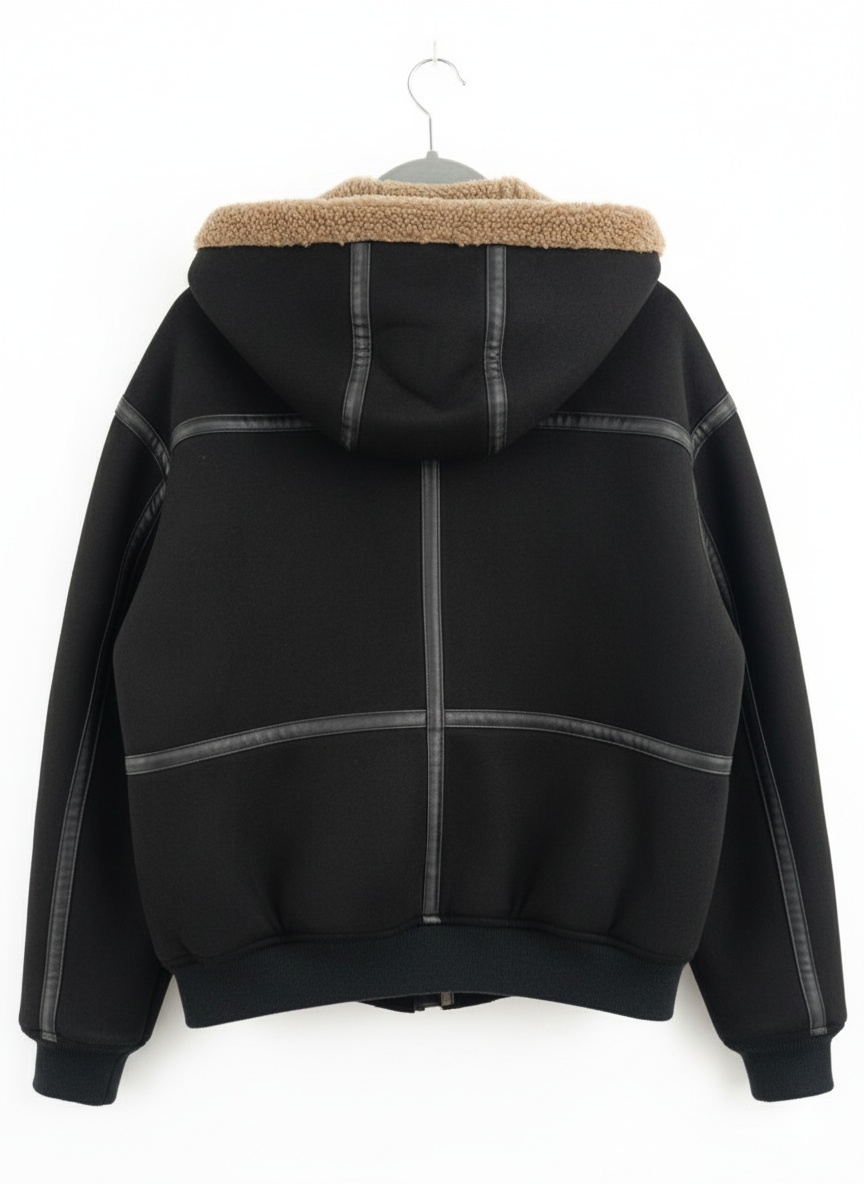 Pánský zimní bomber značky ZARA XL s kapucí a beránkem - 3