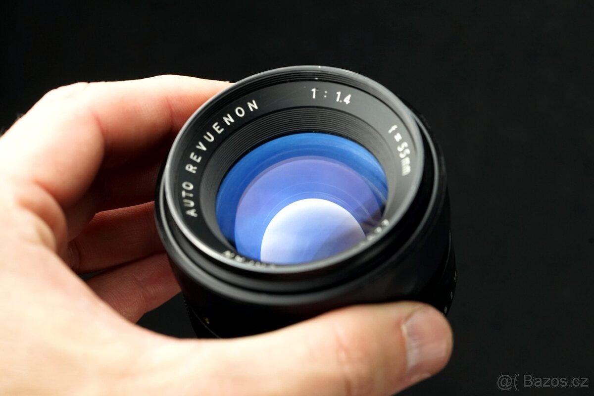 Objektiv Revuenon 55mm f1,4 auto, modré MC M42 - 3