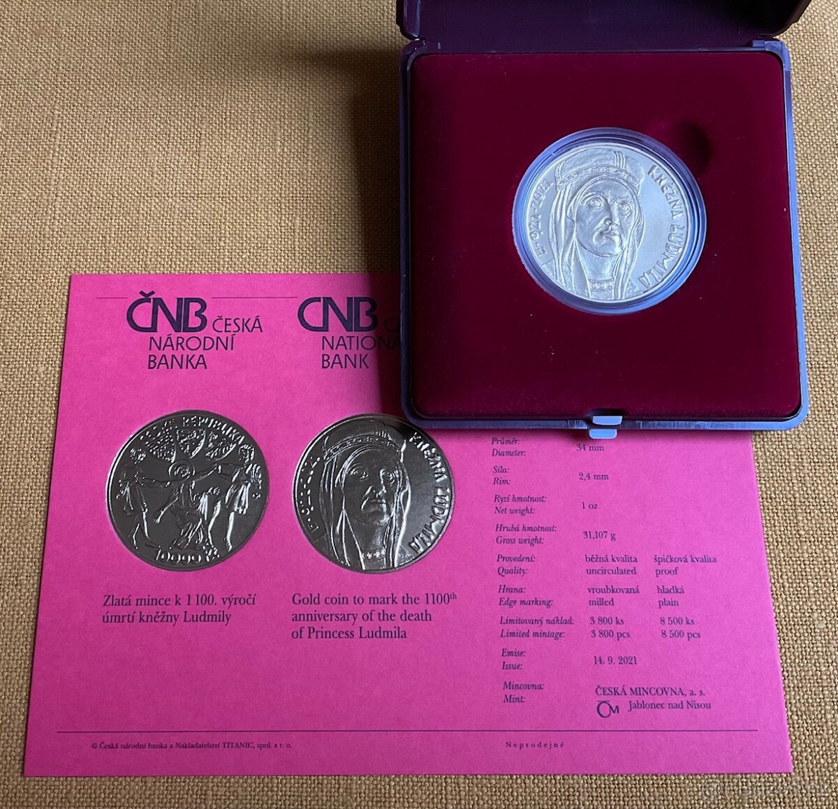 Zlatá mince ČNB Kněžna Ludmila BK - 3