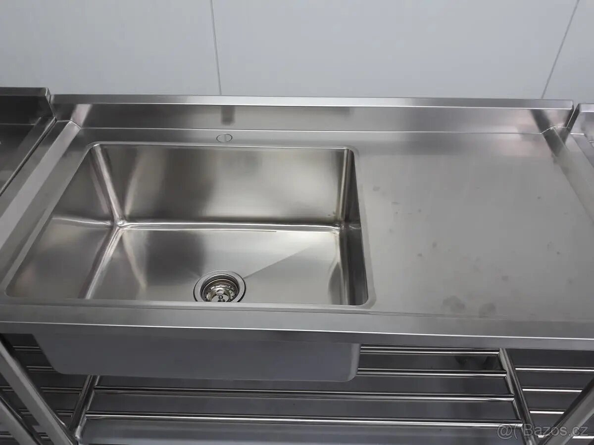 Nerezový dřez 120 cm s odkládacím prostorem - 3