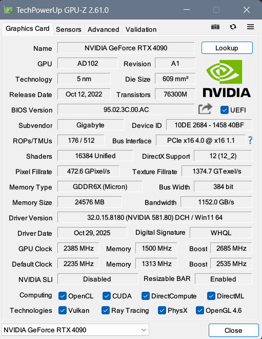Gigabyte RTX 4090 - 3
