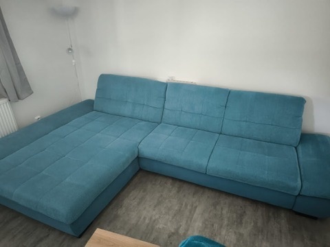 ROHOVÁ SEDAČKA, textil, tyrkysová - 3