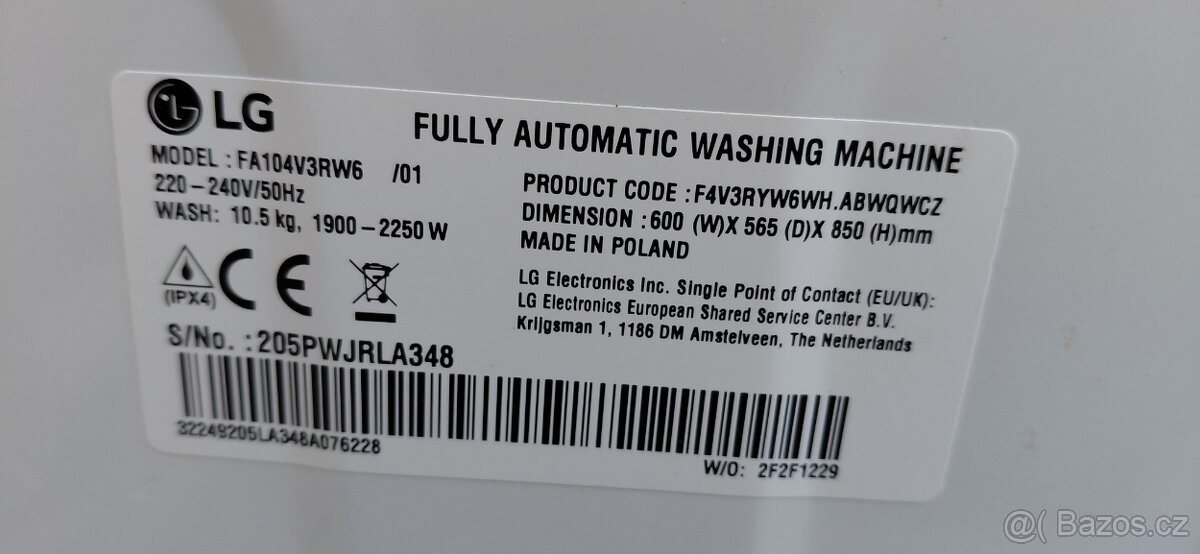 Pračka lg 10,5kg 1400 otaček - 3