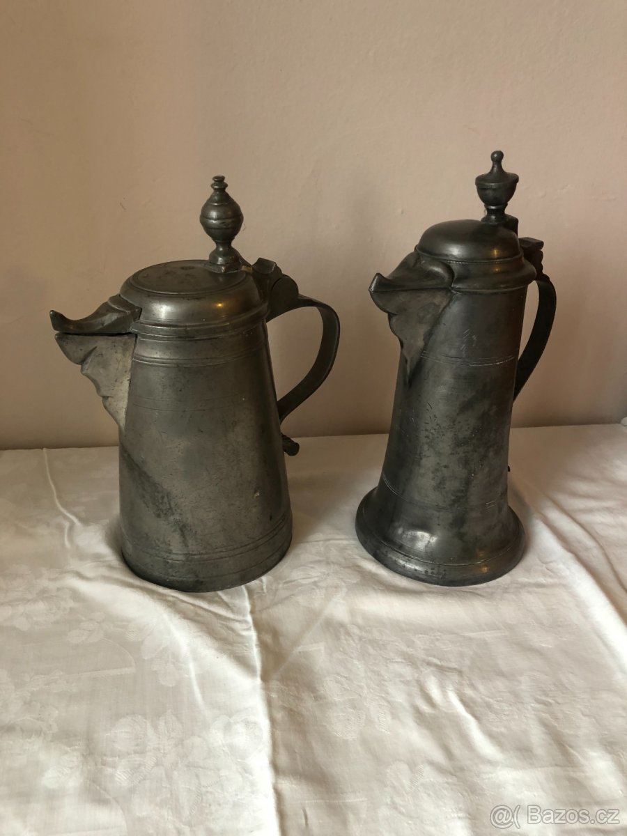 neponičené staré korbely cínové - 3