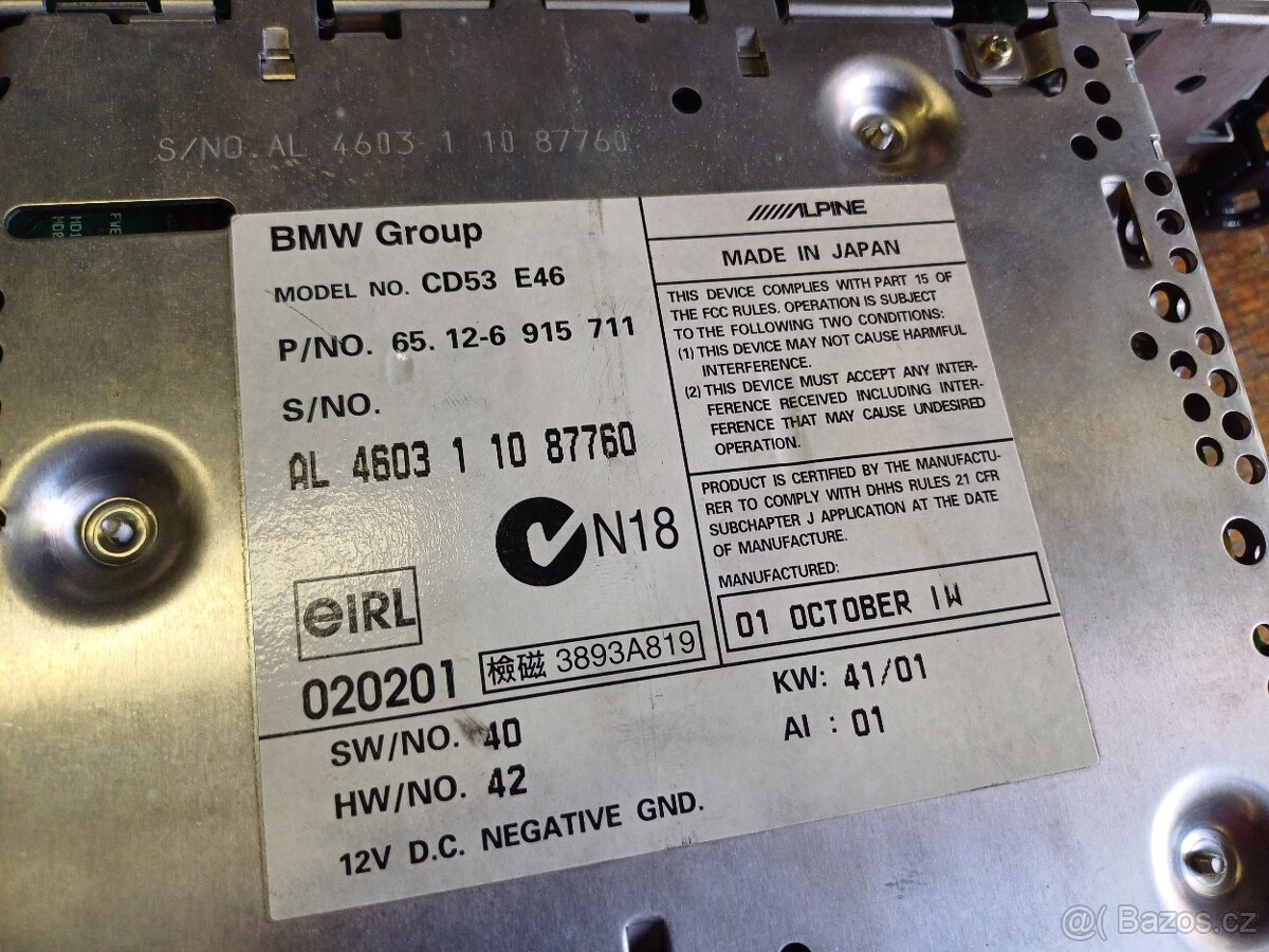 BMW E46 radio CD + spodni kastlik + Dension USB/3,5 Aux - 3