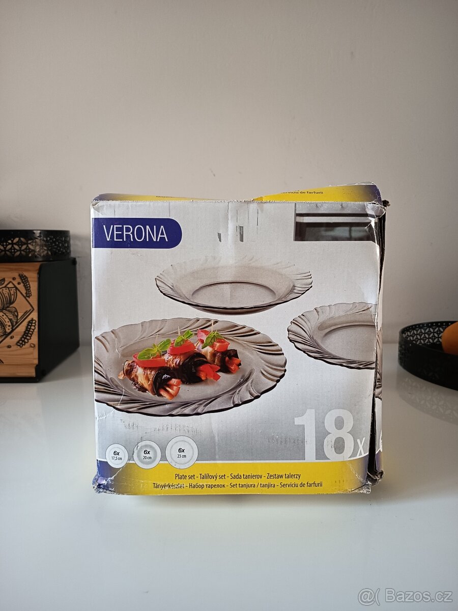 Sada talířů z kouřového skla, 17 kusů - 3