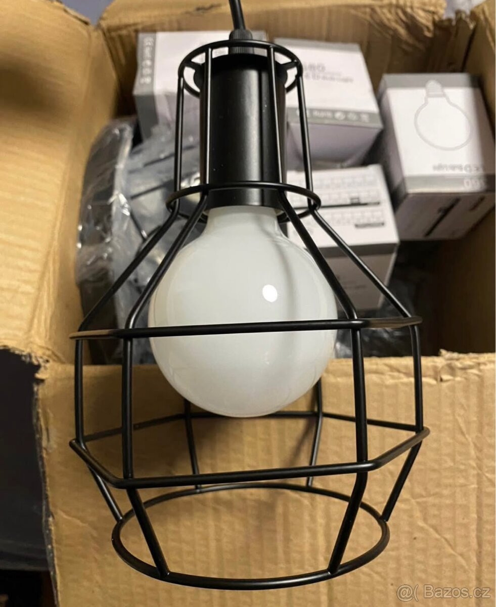 Industriální lustr černý mat kov 6 svítidel + žárovky - 3