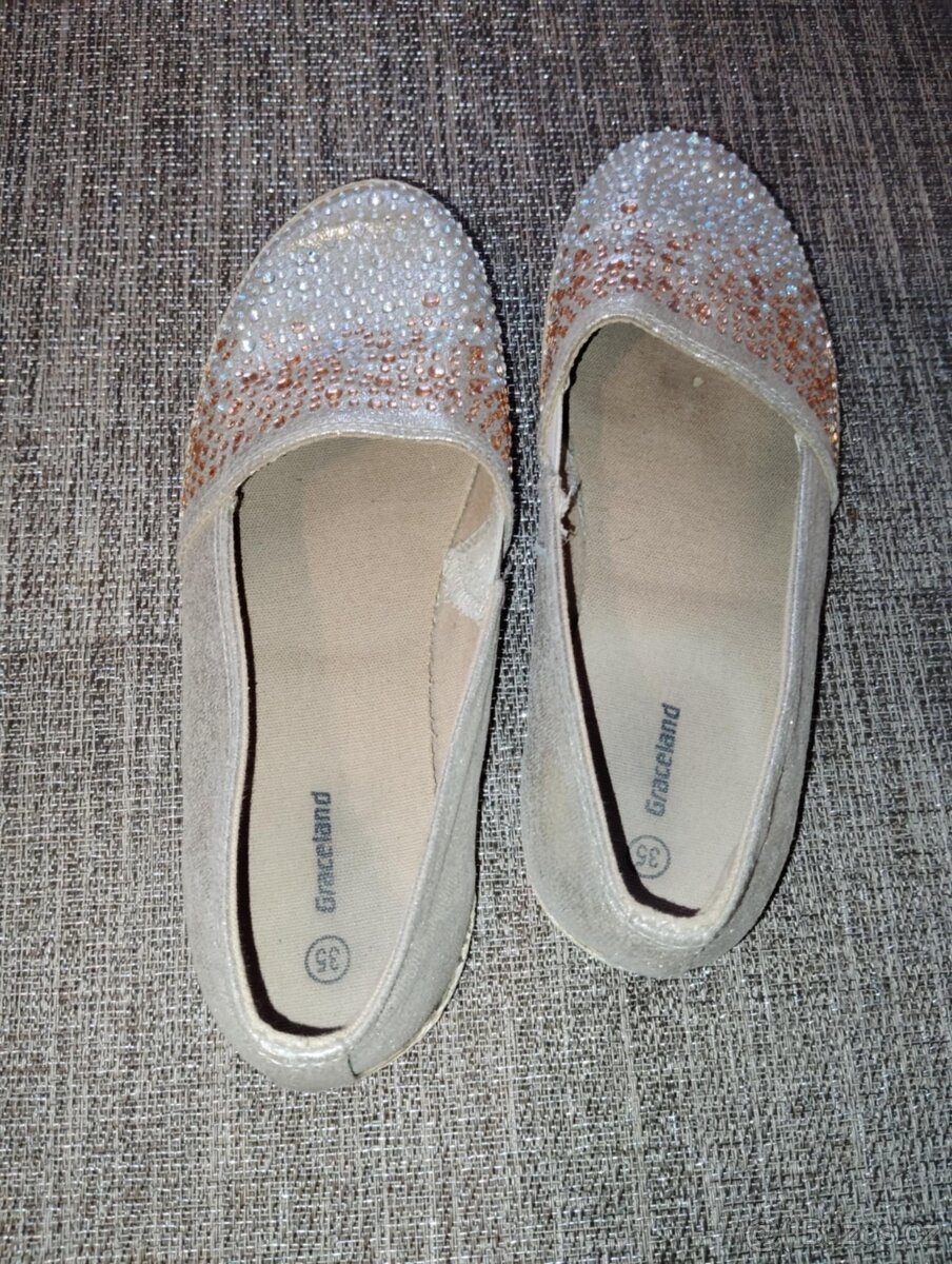Zlaté boty s kamínky, espadrilky - 3