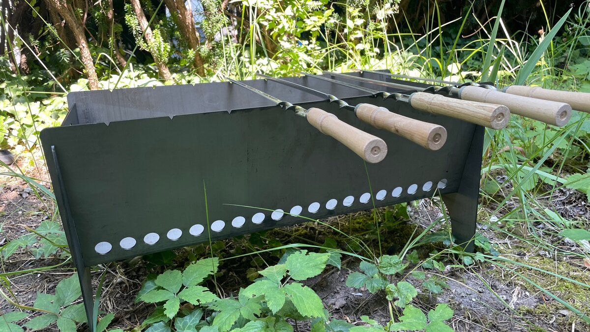 Jehly grilovací (Sampury na saslik)s drevēnou rukojetí (6ks) - 3