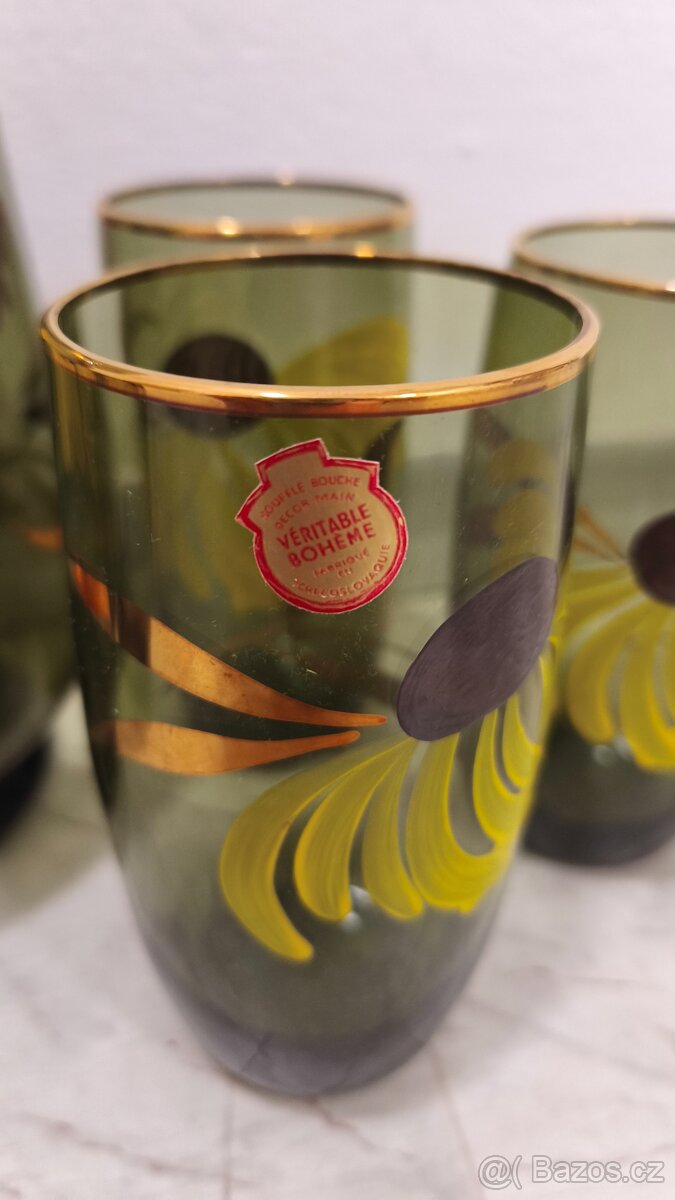 krásný skleněný džbán se skleničkami - 3