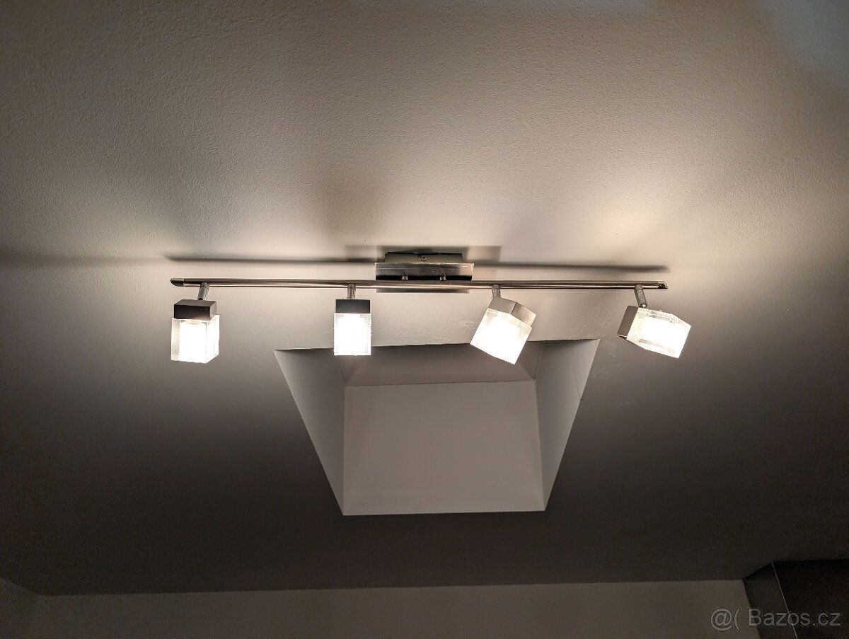 Stropní osvětlení s bodovkami, chrom a sklo - 3