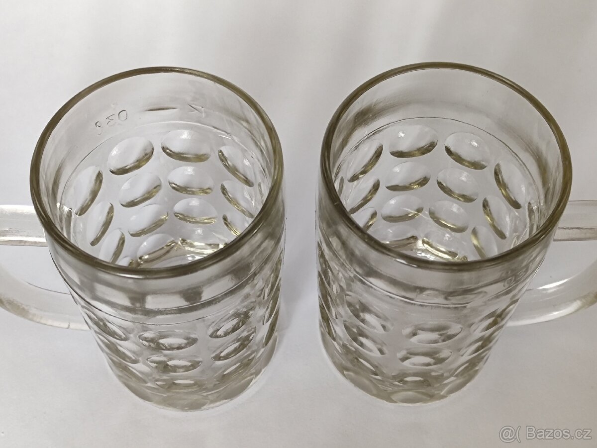 Retro pivní sklenice 0,3 Jiří Brabec, Sklo Union, pošta 75.- - 3