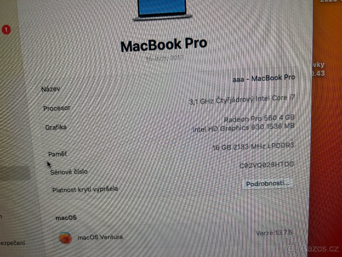 MacBook Pro 15" 2017 i7 / 1GB SSD, display KO - 3
