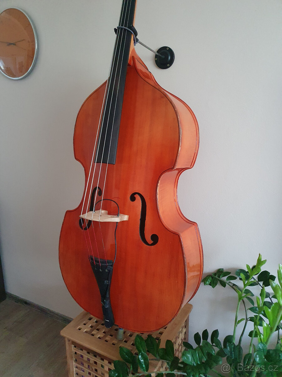 Celomasivní český 3/4 kontrabas, piezo snímač, obal - 3