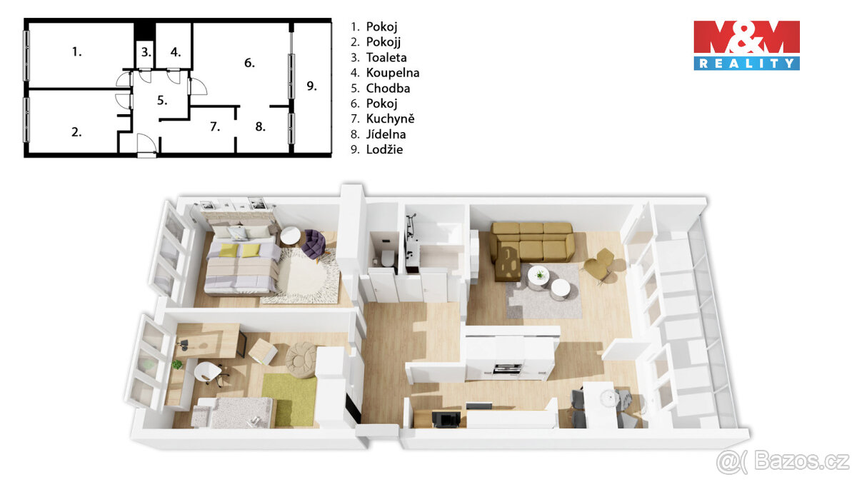 Prodej bytu 3+1, 69 m², Praha, ul. Poznaňská - 3