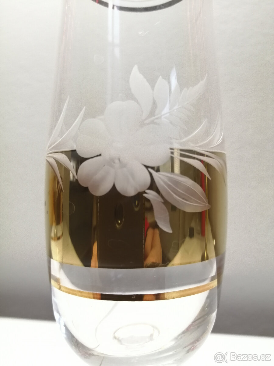 Skleničky zlatě zdobené broušené - 3
