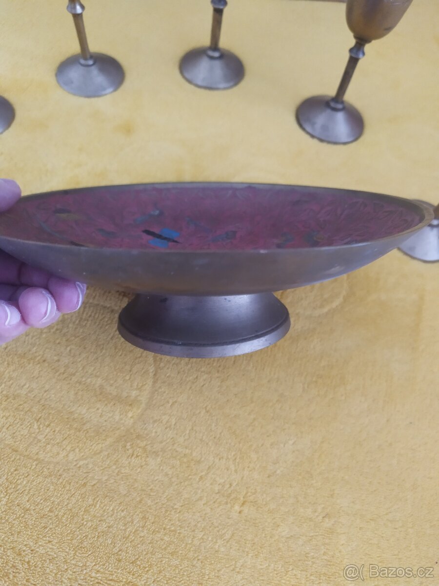 Mosazné pohárky + miska - 3