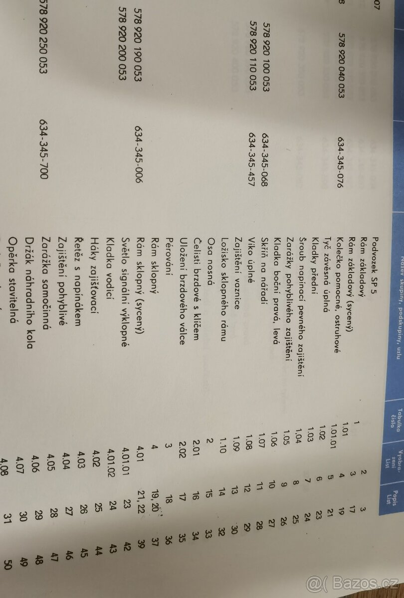 Katalog náhradních dílů podvozku SP5 - 3