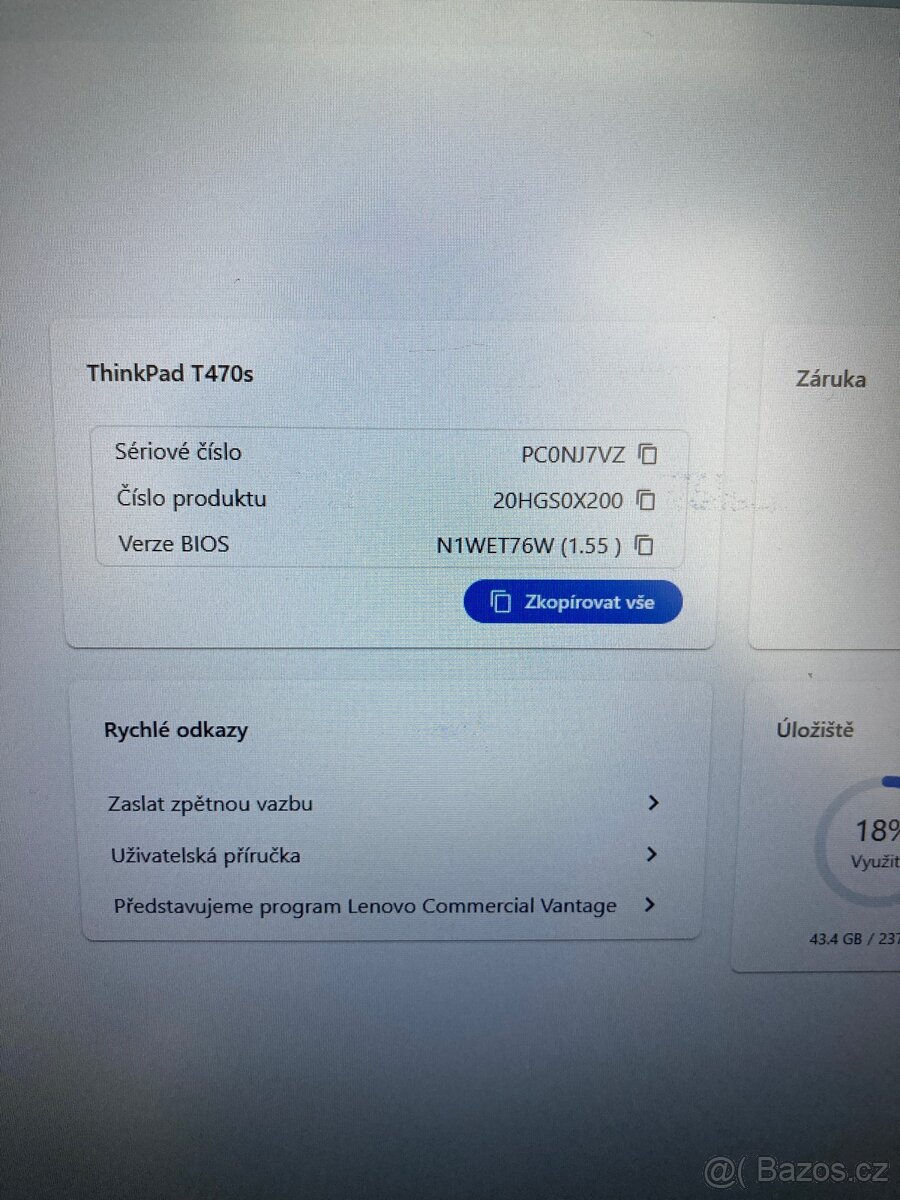 Prodám notebook Lenovo Thinkpad T470s bez akumulátorů - 3