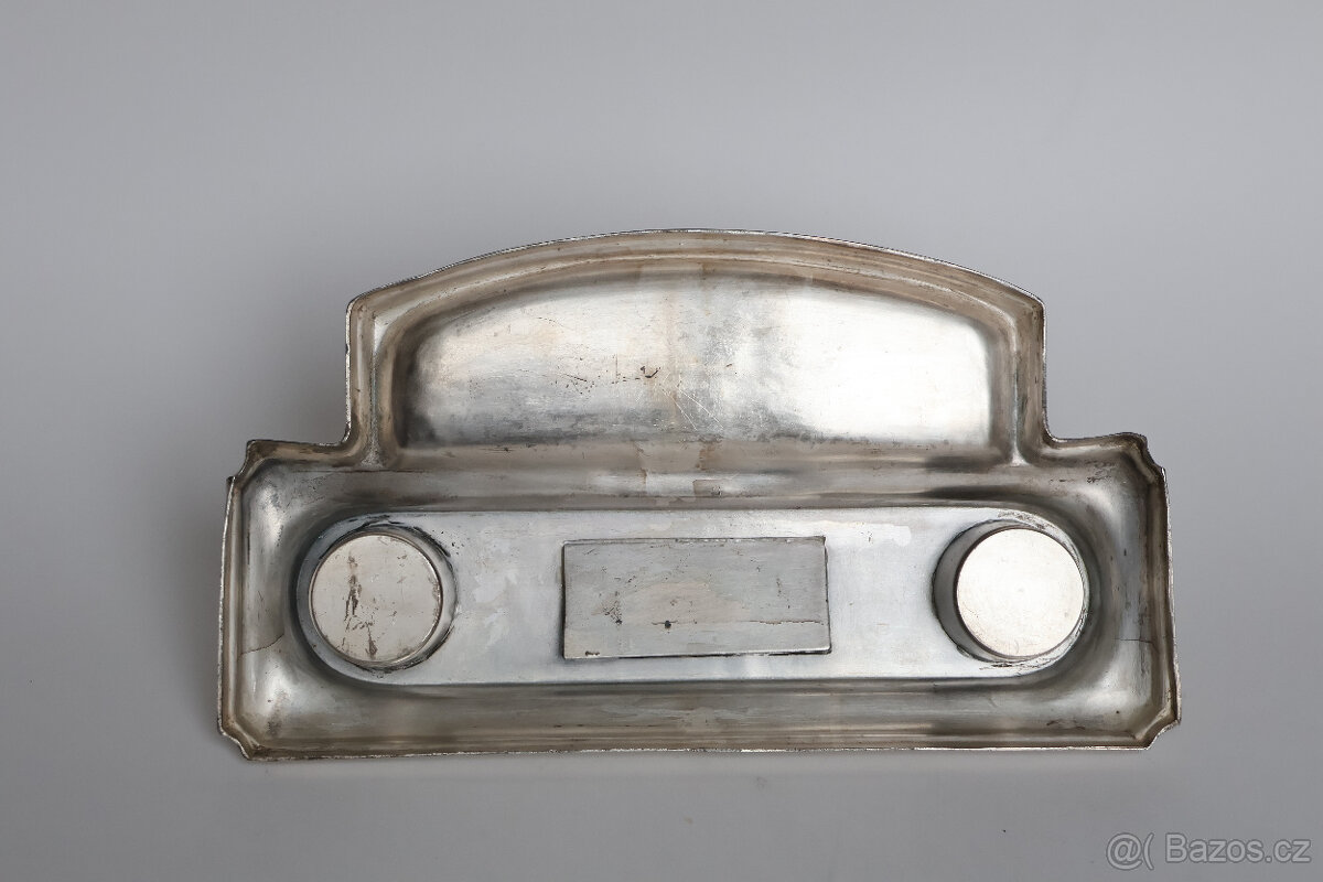 luxusní secesní kalamář, postříbřený starožitný - 3