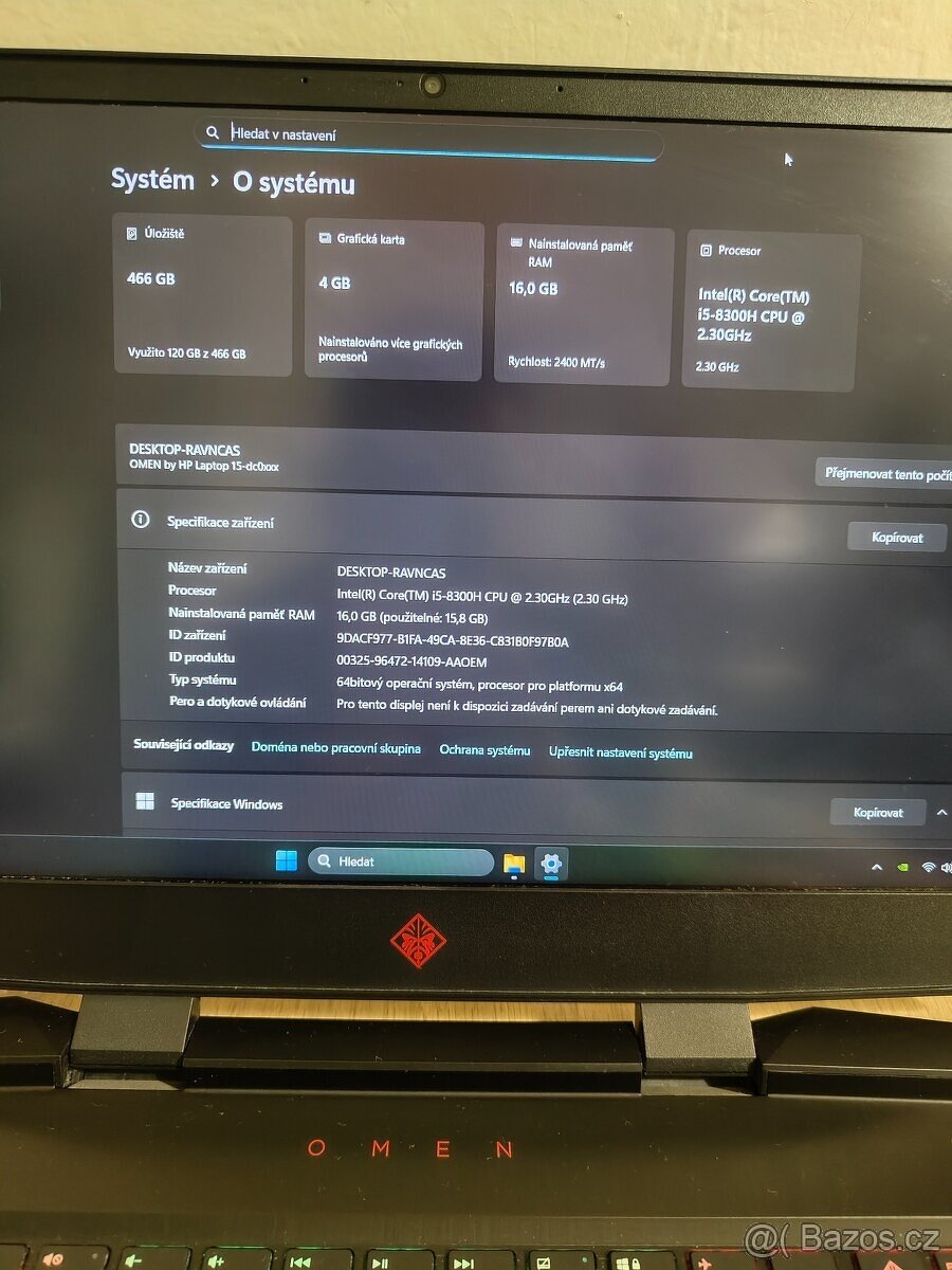 Prodám herní notebook HP Omen - 3