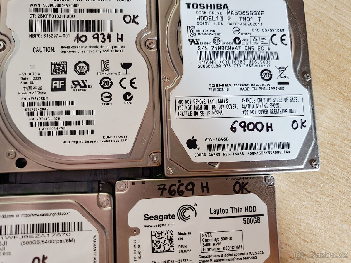 6x500gb a 1x 750gb hdd sata do Notebooku. - 3