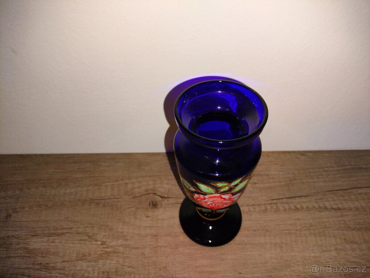 Váza z modrého skla 18 cm - 3