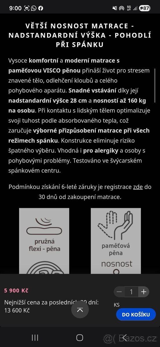 2 ks Matrace Leon Visco Rainbow 28 (90x200 cm) - 3